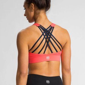 IdealFit Strappy Padded High Neck Sports Bra Size Small Medium Support EUC